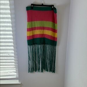 Almost famous Colorful Fringe Knit Skirt size 3x beach coverup pool